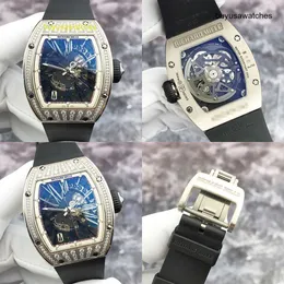 Athleisure Watch RM Na ręka Montre RM023 szkieletowy tarcza 18k biały złoto oryginalny diament Data automatyczna mechaniczna męska