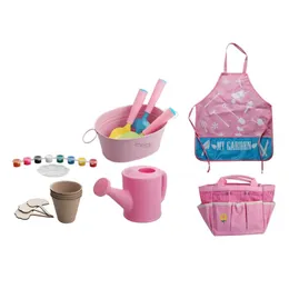 Sand Play Water Fun Kids Gardening Tool Set målningstillbehör Robust Tote Bag Sand Toy For Preschool Barn Barn Pojkar födelsedagspresent 240321