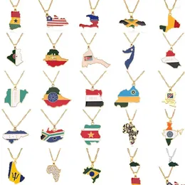 Anhänger Halsketten Hip-Hop Welt Landkarte Halskette Afrika Brasilien Indien Goldene Farbe Edelstahl Kette Frauen Männer Schmuck Geschenk Dro Otpm3