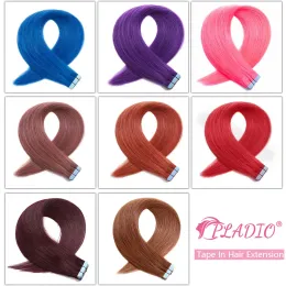 Przedłużanie kolorowa taśma w ludzkich włosach przedłużenie proste skórę różowe fioletowe przedłużenie włosów prawdziwe europejskie naturalne przedłużenie włosów 2G/PC