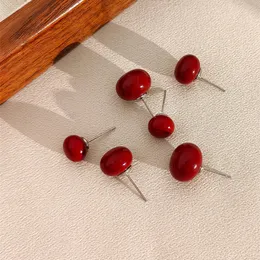 New Fashion Stud Earrings S925 Silver Needle Wine Red Cherry Earrings Korean Style Women Daily Commuting Earrings Wedding Party Jewelry Valentine's Day Gift SPC