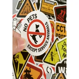 Car Stickers 50Pcsset Warning Danger Banning Signs Reminder Waterproof Decal Sticker To Diy Laptop Motorcycle Lage Snowboard Car476550 Otd9U