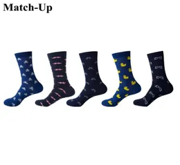 MatchUp Men Cartoon Cotton Socks Art Patterned Casual Crew Socks 5Pack Shoe Size 61214415349697406