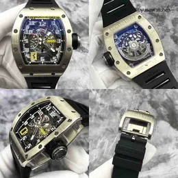 Спортивные часы RM Наручные часы Montre RM030 Полный скелетонизированный циферблат Часы из белого золота 18 карат Мужские автоматические механические часы с подвижным дисплеем для хранения