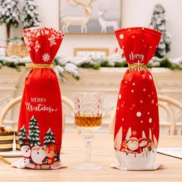 Decoração de festa de natal garrafa de vinho cobre saco boneco de neve papai noel champanhe capa manga feliz ano decorações de mesa