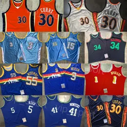 Retro basket autentisk Hakeem Olajuwon tröjor vintage Tracy McGrady Stephen Curry Dirk Nowitzki Jason Kidd Dikembe Mutombo Carmelo Anthony Allen Iverson