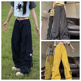 Damdesigner High Street Loose Low Waist Cargo Pants Fashion Cool Sa Pants Slim Drawstring Wide Leg Casual Pants