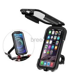 Suportes de montagens de telefone celular Suporte de telefone de bicicleta Caso impermeável Bicicleta Motocicleta Guiador Retrovisor Suporte de suporte para 4.7-6.8 Saco de montagem de telefone móvel 240322