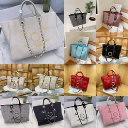 Haft Dwa literowe logo torebki projektantki kobiety Tote TOTE BAG Women Sains Paski plażowe torby Pearl Torby na zakupy torebki kobiety