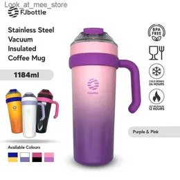 Mugs FEIJIAN Tumbler 40oz insulated hot coffee cup with handle straw cover stainless steel vacuum car cup Q240322