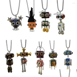 Collane con ciondolo Collana robot a blocchi Lunghezza regolabile Catena punk Elegante cordoncino in pelle Accessorio Girocolli resistenti allo sbiadimento Drop Del Otnuh