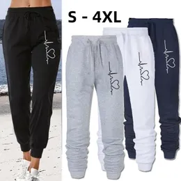 2023 Kvinnor Sweatpants Loose Long Pants Fashion Electrocardiogram Tryckta byxor Spring Autumn Winter S4XL 240309