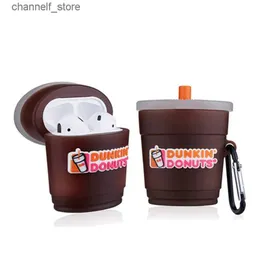 Akcesoria słuchawkowe 3D Cute Dunkin Donuts butelka Easze do Airpods 1/2/3 2021 Silikonowe pokrycie ładowania słuchawkowego dla AirPods Proy240322