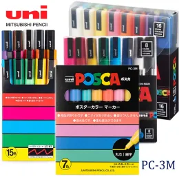 علامات uni posca markers pen مجموعة كاملة pc3m الملصق الإعلاني ملصق الجدران الملونة لطلاء المدرسة اللوازم الفنية