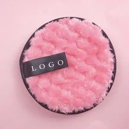 50 peças almofadas removedoras de maquiagem de microfibra rosa personalizadas redondas laváveis toalhetes de algodão toalha de limpeza pó puff maquiagem borracha 240319