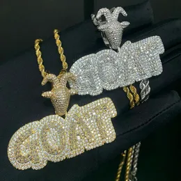 Year Goal Goat Head Bail Hip Hop Pendant Full Paved 5A CZ Iced Out Bling Men Boy Cool Jewelry 240311