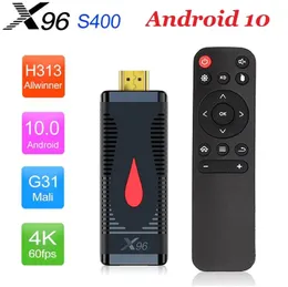 X96 S400 TV 스틱 Allwinner H313 Quad Core Android 100 스마트 TV 박스 24G WiFi 2GB 16GB 4K 플레이어 세트 상단 박스 PK H931161586