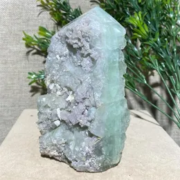 Estatuetas decorativas fluorite varinha de cristal natural pedra verde mineral geode torre reiki meditação energia decoração para casa para o quarto