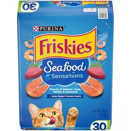 Purina Friskies Dry Cat Food High Protein Seafood Sensations、30 lbバッグ