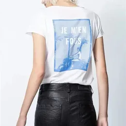 T-shirt da donna Prezzo di liquidazione T-shirt bianca Lettera stampata con bottoni a manica corta Top da donna T-shirt tutta matematica