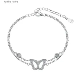 Charm Bracelets Yeni S925 STERLING Silver Womens, Mücevherat için Basit Bir Elmas Düzenleme Tasarımına Özellik L240322