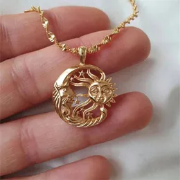 Pendant Necklaces Greek Mythology Human Face Sun Moon Hug Each Other Necklace Creative Design Couple Featured Gift Jewelry