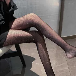 Óculos de sol moda diamante coxa meias mulheres sexy brilhante strass malha fishnet meia-calça collants espumante roupa interior lingeries meias