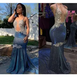 Sparkle Crystal Sexy Mermaid Dresses Real Image Backless Long Prom -klänningar Halter Formal Party Dress Custom Made Made