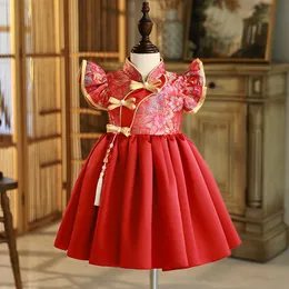 Doce vermelho impressão flor menina vestidos de aniversário da menina vestidos de festa meninas saia menina vestido diário crianças festa wear tamanho 2-12 d322106
