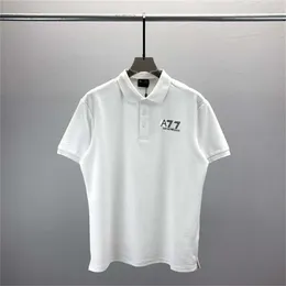 メンズポロスサマービジネスハイエンドソリッドカラー高品質半袖ポロシャツラペルカラーメンファッションカジュアルノートレース印刷a22