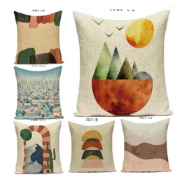 Pillow 2024 Cover Polyester Linen Material Modern Home Decoration Art Nordic Velvet Office 45x45cm Simple E2342