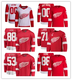 Детройт Custom Red Wings хоккейные майки 88 Патрик Кейн 71 Дилан Ларкин 53 Мориц Сейдер 23 Лукас Рэймонд 34 Алекс Лайон 14 Робби Фаббри 41 Шейн Гостисбер Дж.Т.Косо