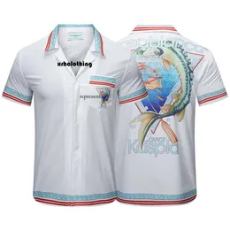 maglietta casa blanca Casablanca Xuan Battle Sailboat Print Beach Lazy French Camicia ampia da uomo estiva per il tempo libero