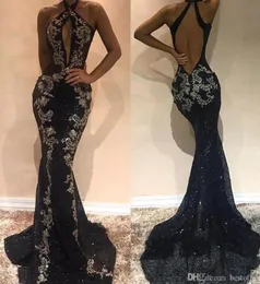 2020 Sexy Mermaid Prom Evening Dresses Arabic Style Black Backless Long Holiday Wear Pageant Party Gown Custom Made Plus Size BC092862568