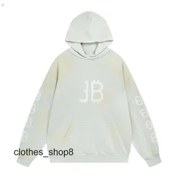 Marca balencigs homens mão suéteres unisex longo 2024 hoodies lama pintada lavagem desgastada moletom velho feito camisola manga b família paris moda h 629w