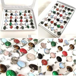 Solitaire Ring Wholesale 36Pcs/Lot Colorf Stone For Women Vintage Mix Stainless Steel Party Rings Female Charm Beautif New J Dhgarden Dhilv