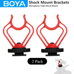 Tillbehör Boya Microphone Triple Shock Mount konsoler för byMM1 red Videomicro Cardioid Shotgun OnCamera Condenser Microphone (2 Pack)