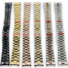 20 mm bredd 904L Solid rostfritt stål Watch Band Curved End Screw Links Distribution Clasp Wrist Armband President Rem 240313