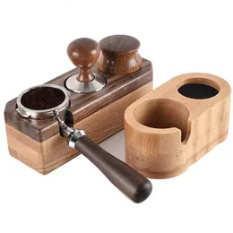 515458mm Kaffee Tamper Halter Filter Ständer Presser Holz Basis Matte Für Espresso Maker Coffeeware 240318