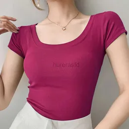 Женская футболка AOSSVIAO, футболка из 100% хлопка, женская летняя новая ультратонкая однотонная базовая футболка, 16 цветов, повседневный корейский топ цвета хаки с круглым вырезом 240323