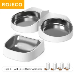 Supplies ROJECO Only Stainless Steel Single & Double Bowl Accessories For 4L Automatic Pet Feeder Cat Food Dispenser Without Pet Feeder