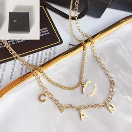 Charm Womens Designer Halsband Diamond Letter Pendant Choker Gold Plated rostfritt stål Brand Neckalce Chain Jewelry Birthday Partis With Box