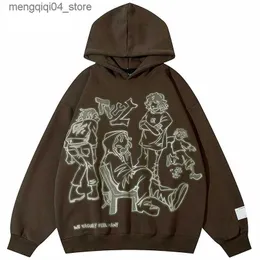 Men's Hoodies Sweatshirts Womens Hip Hop Cartoon Anime Hoodie Pop Sweatshir Gothic Streetwear Trash Casual Oversized Tops Harajuku Y2k Clot Q240322