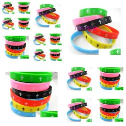 Other Bracelets 24Pcs Jesus Wristbands Color Mix Cross Sile Wholesale Jewelry Lots Drop Delivery Dhgarden Dh34W