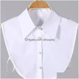 여자 티셔츠 세련된 스탠딩 셔츠 우아한 단색 가짜 칼라 의류 액세서리 드롭 배달 의류 여성 탑 티 Dh7hd