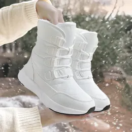 Boots Women Warm Boots Winter White Snow Boot Style Short Wateristance Nonslip Plush Black Platform Botas Mujer Invierno