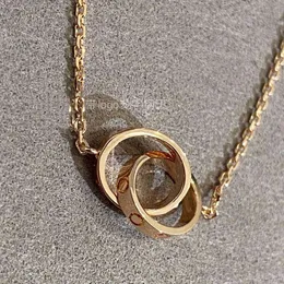 Schraube Halshalsketten Carter Schmuck Goldkarte Doppelring Halskette Damen 18K Roségold Voll Diamant Vielseitige leichte Luxuskragen Kette