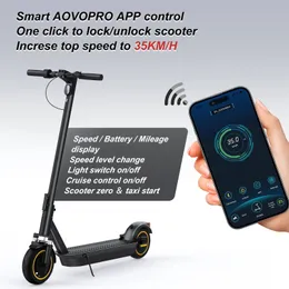 Aovopro Esmax Electric Scooter 500W 40kmh Yetişkin Uygulama Akıllı Shockabsorbing Antiskid Katlanır 240306