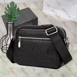 Högkvalitativ designer män axelväska portfölj mode svart g prägling läder sacoche dragkedja crossbody väska fritid eller affärs multifonction messenger väska