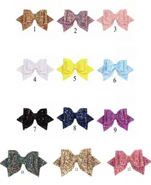 12color 5 inch Hair bows Clips Paillette bow Solid Color Clippers Charm Hairbands Girls Teens Accessories4720432